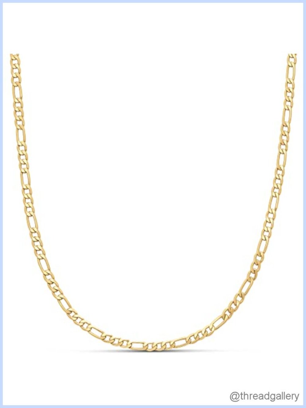 14k Gold Plated Figaro Chain Necklace 20" Lobster Clasp